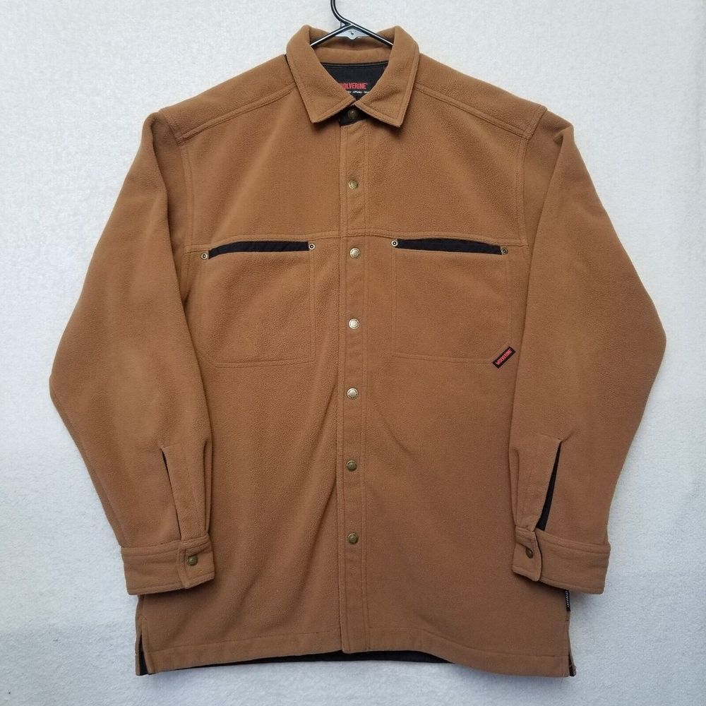 Wolverine Wind‎ Pro work Brown Fleece Button coat jacket brown size M